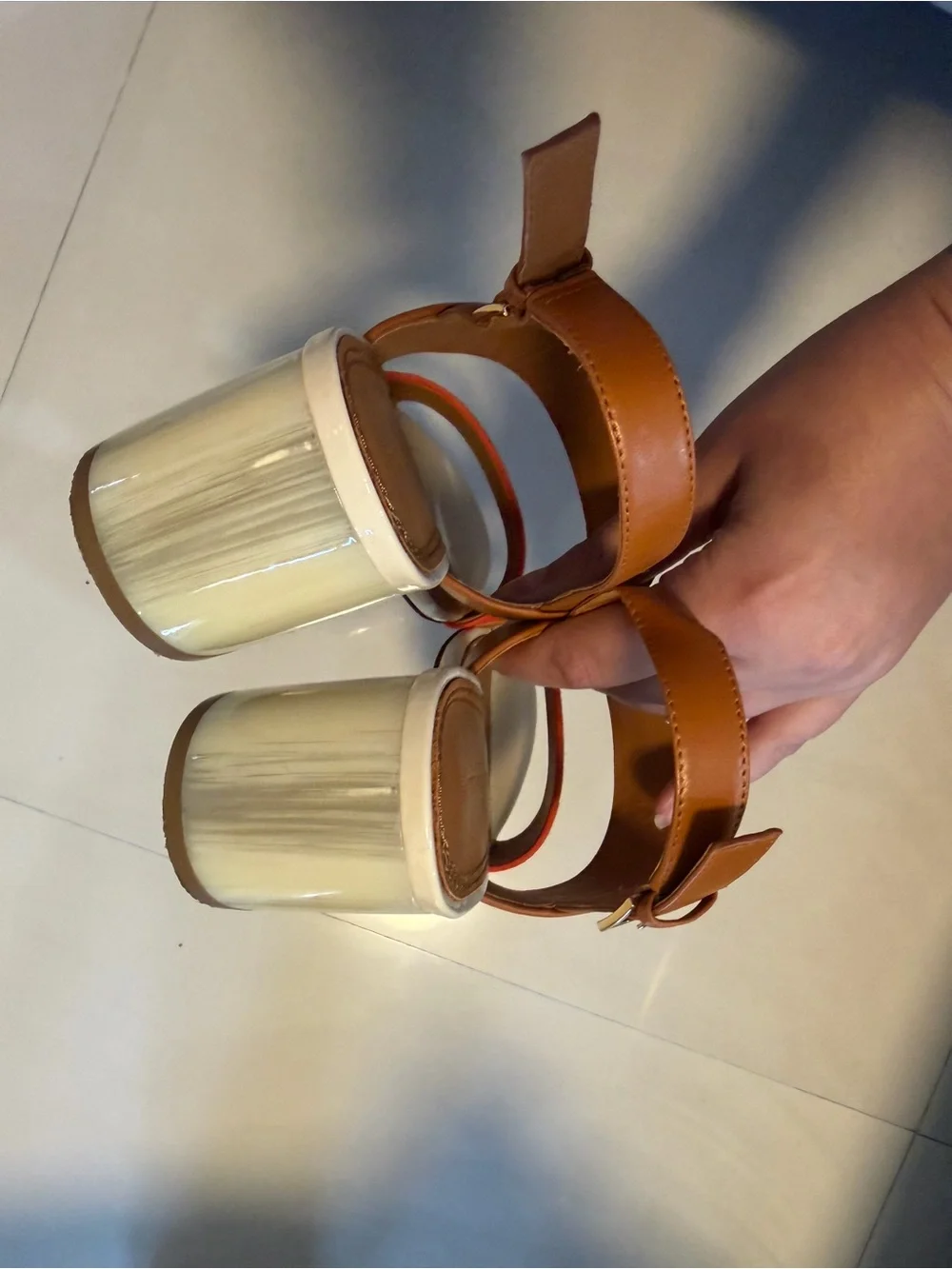 Tory Burch Red Suede & Tan Leather Open-Toe Slingback Sandals
